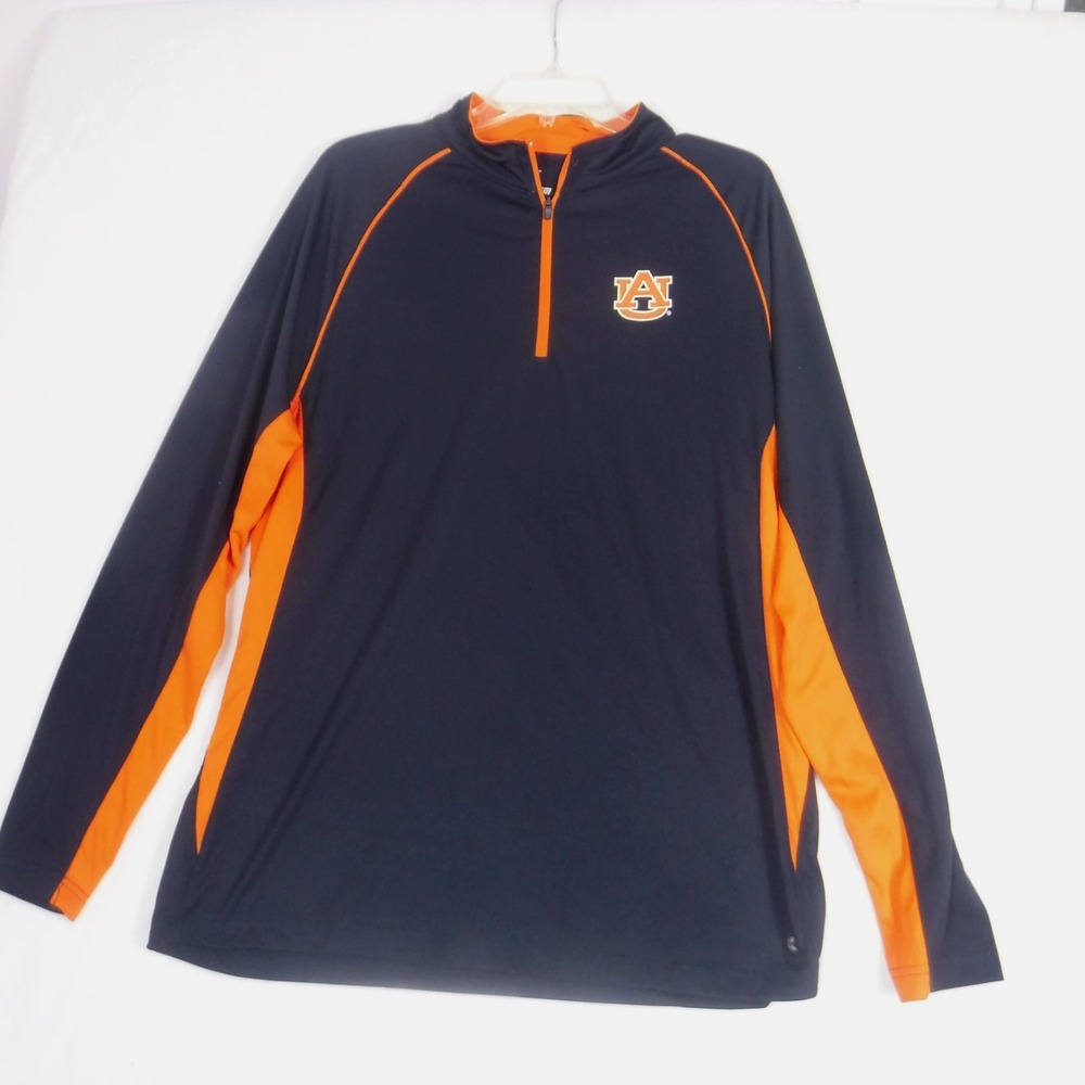 Colosseum Auburn Tigers Men XL Quarter Zip Pullover Navy Blue Orange Performance
